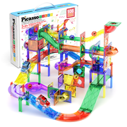 PicassoTiles Marble Run Magnetic Tiles for Kids   108PCS STEM Educational Construction Building Blocks Race Track Toy Set