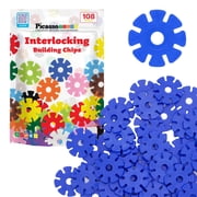 PicassoTiles 108PCS Blue Interlocking Disc Building Blocks Toy Set for Kids   STEM Construction & Creative Play