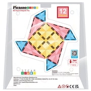 PicassoTiles Mini Magnetic Tiles for Kids – 12PCS STEM Construction Building Blocks Travel Toy Set