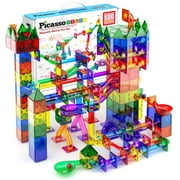 PicassoTiles Marble Run Magnetic Tiles for Kids – 120PCS STEM Educational Construction Building Blocks Race Track Toy Set