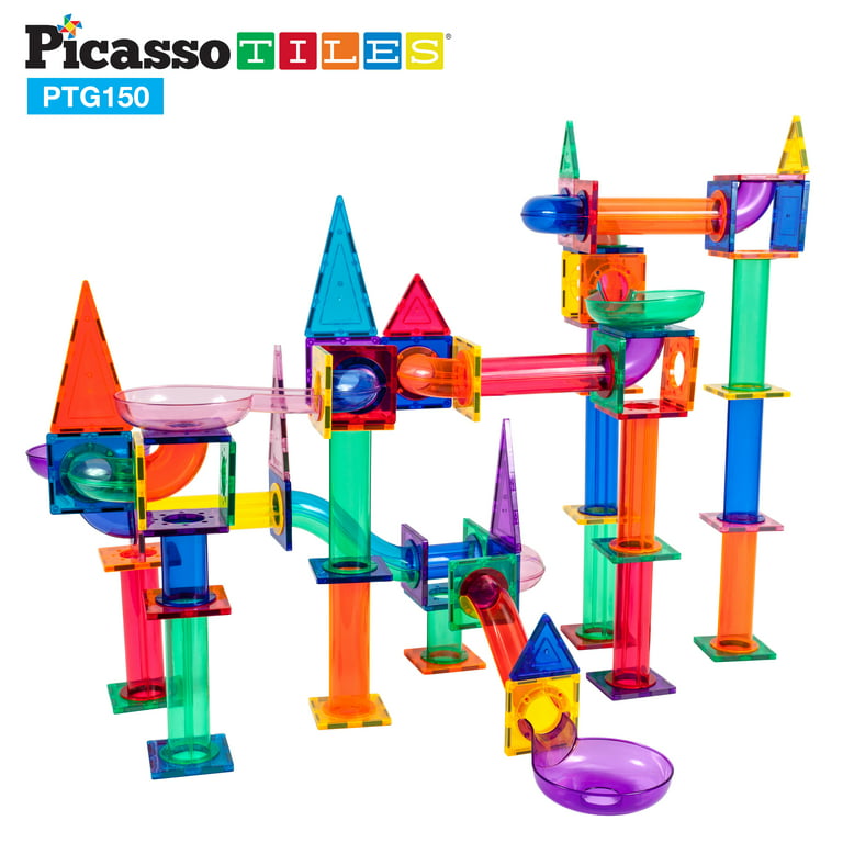 PicassoTiles 150 Pcs Marble Run Magnetic Race Track Kids Toy Set, STEM  Learning Toys for Ages 3+