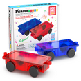 thumbnail image 1 of PicassoTiles Cars Magnetic Tiles for Kids, Construction STEM Building Blocks Educational Toy, 2PCS, 1 of 8