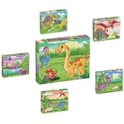 PicassoTiles 6-in-1 Dinosaur Magnetic Cube Puzzle Set, 120 Pattern Brain Teaser Building Cubes, 20PCS STEM Educational Toy for Kids Age 3+