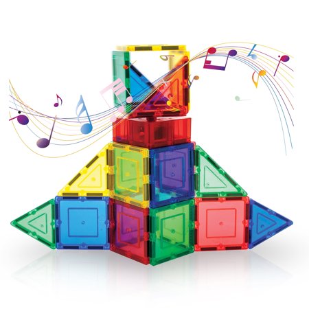 PicassoTiles Music Box Magnetic Tile Building Blocks, Musical Mechanism Piano Construction Toy Set, STEM Learning Education Kit for Kids Ages 3+