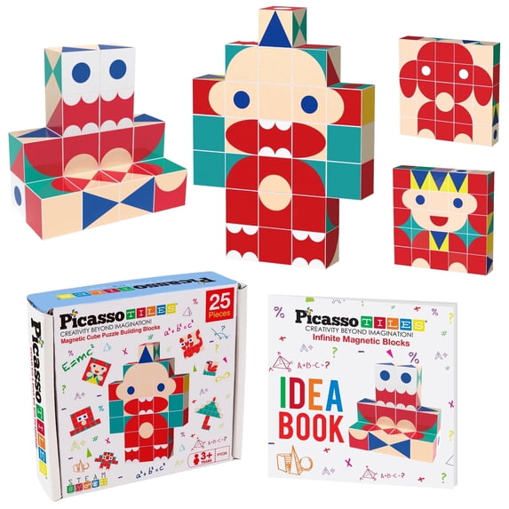 PicassoTiles Infinite Magnetic Puzzle Magic Cube Brain Teaser Toy Set, STEM Learning Magnet Pattern Matching Game