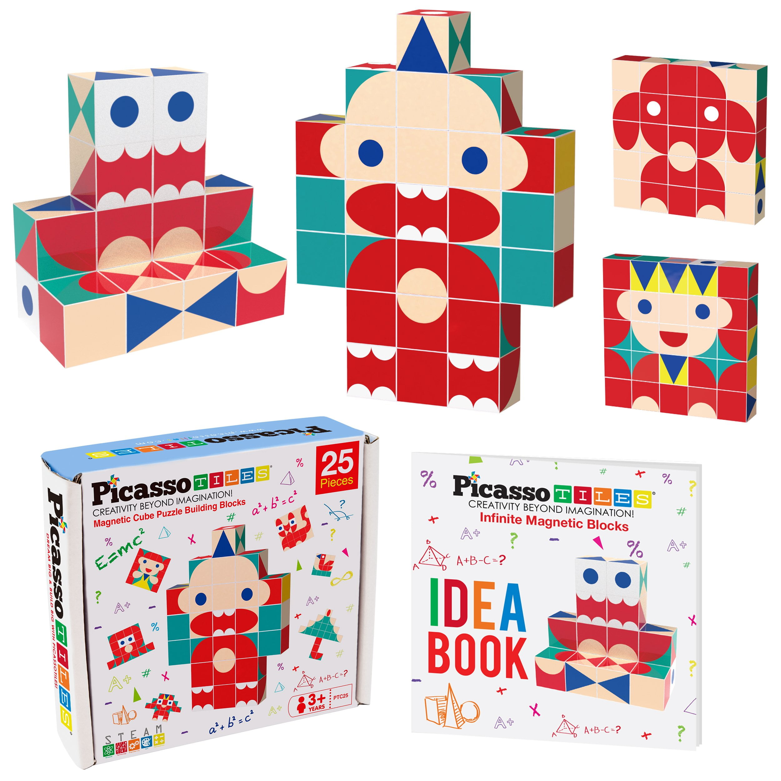 PicassoTiles 25 PC Magnetic Cubes, Magnetic Building Blocks for Kids ...