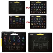 PicassoTiles 2PK 4-in-1 Magnetic Drawing Board 12x10 inch Large Magnet Tablet Pad with 4 Facings Lowercase & Uppercase Alphabets, Numbers, & Freestyle PTB06-BLK