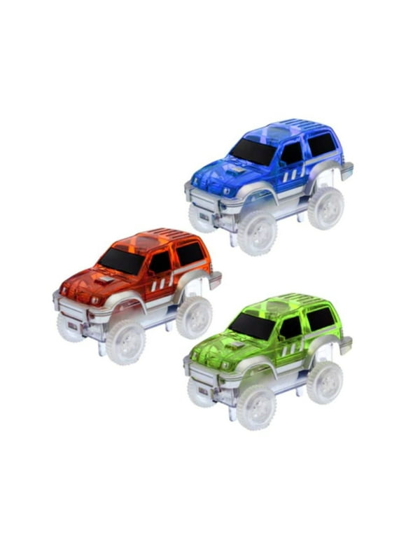 PicassoTiles 3 Pack Toy Cars for Magnetic Race Track PTE06, Blue/Red/Green