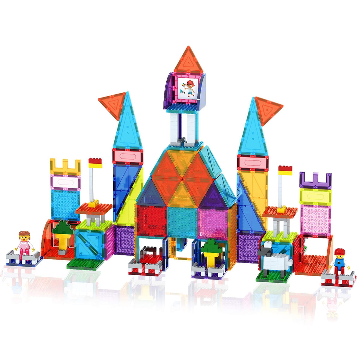 PicassoTiles 353pcs Brick Tile and Tile Combo Set for