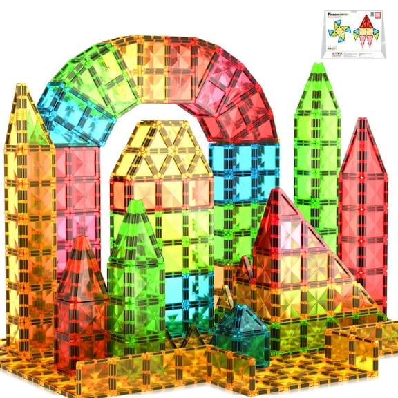 PicassoTiles 36PCS Mini Magnetic Tiles – Diamond Series Sensory Construction Building Blocks, STEM Travel Size Educational Toy for Kids