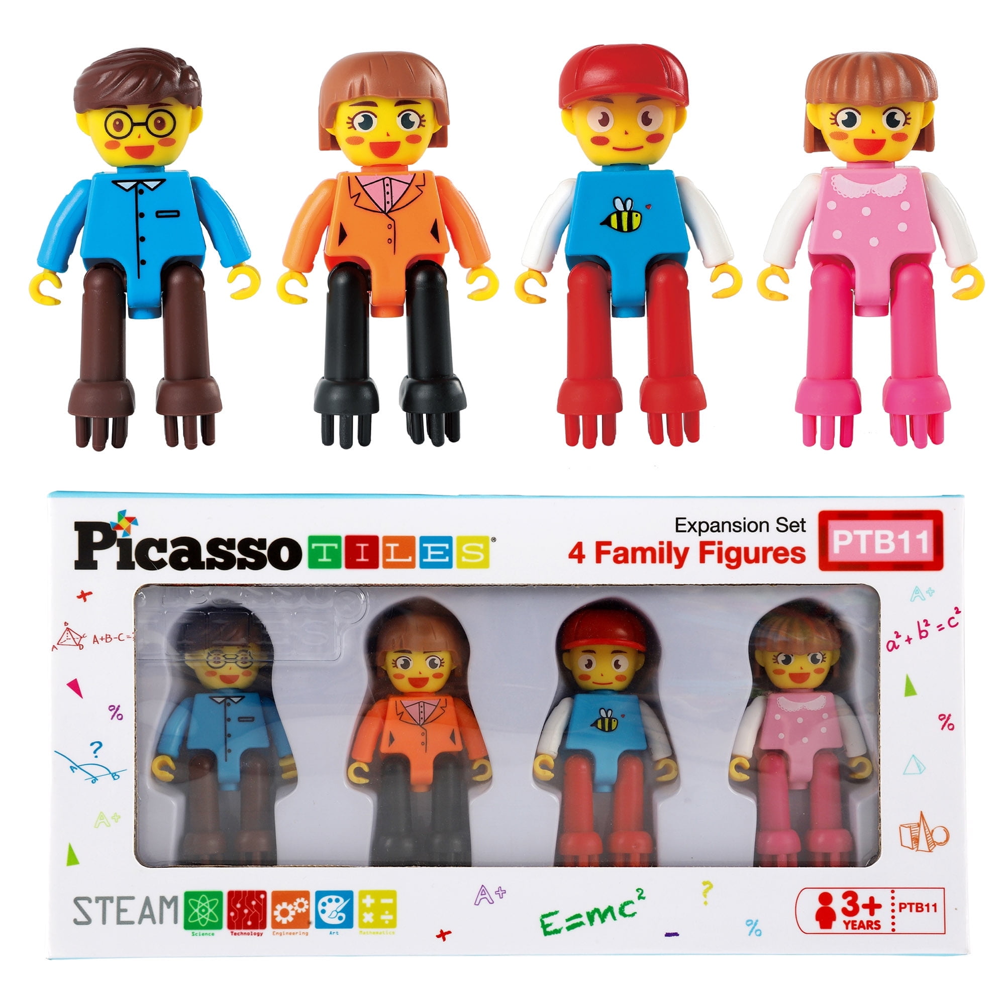 PicassoTiles 4-Piece Colorful Family Character Figures Set