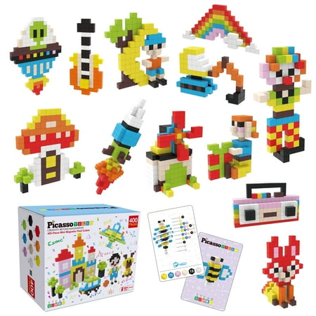 PicassoTiles 400PCS 0.5" Pixel Magnetic Puzzle Cubes, Mix & Match STEAM Building Blocks, Educational Sensory Construction Toy for Kids