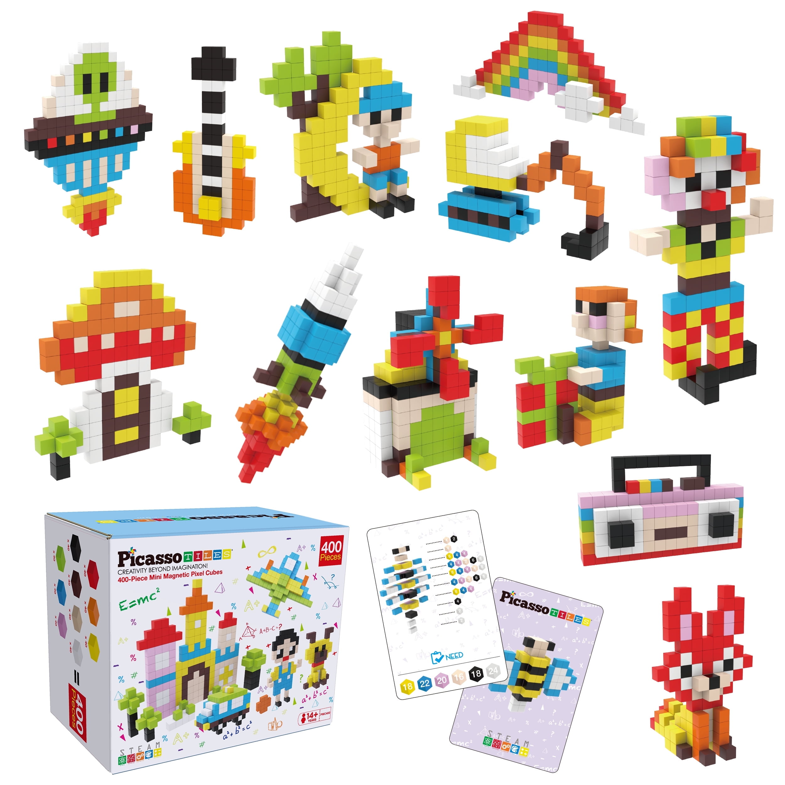 PICASSO TILES 400 PCS Magnetic Puzzle Cubes, Mix & Match STEAM Blocks ...