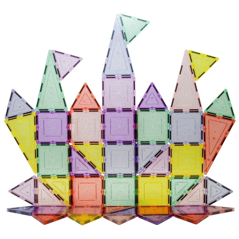 PicassoTiles Magnetic Tile Building Blocks with Reflective Leaf