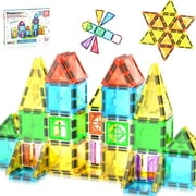 PICASSO-TILES Magnetic Tiles For Kids, Travel Size 48PCS Construction STEM Building Blocks Educational Toy