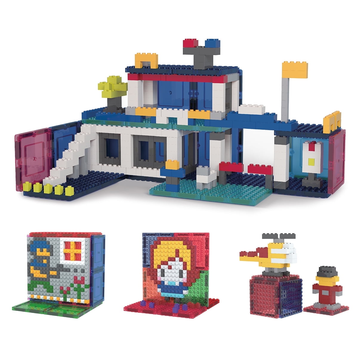 PicassoTiles 512 PCs Grand Playset Magnetic Tiles and Building Block Combo Creative Buildings & Figures Such as Bridges Hearts Unique Characters & More Educational STEM Toys Learning Activity Ages 3+