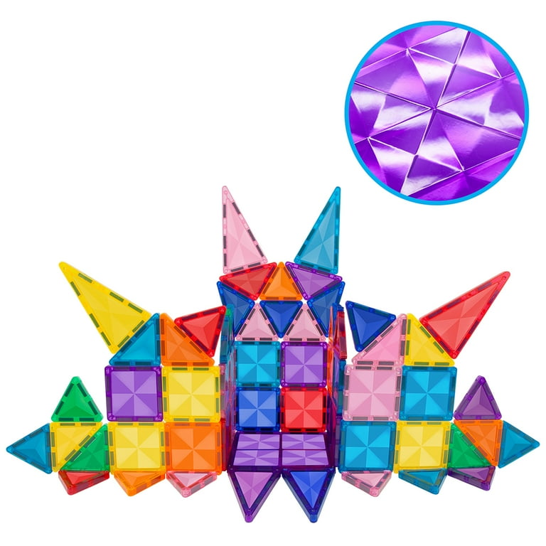 PicassoTiles 61 Piece Magnetic Building Block Mini Diamond Series PTM61 for Ages 3 Multicolor