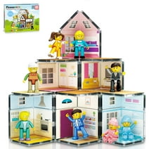 PicassoTiles 65 Pcs Family Homestead Doll House Magnet Tiles Playset PTQ06, Multicolor