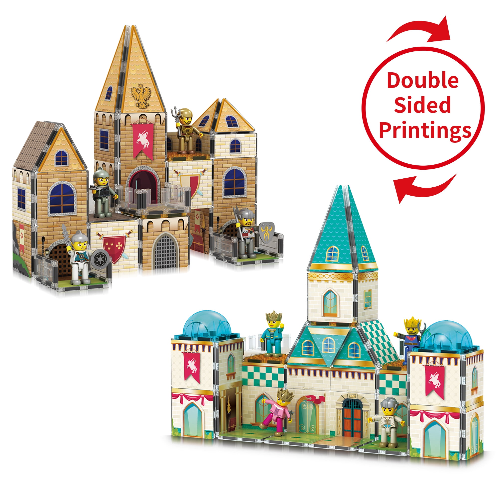 PicassoTiles 70pcs Castle Theme Tiles Building Block