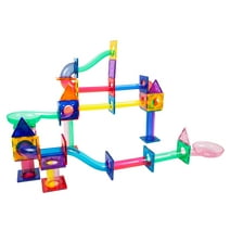 PicassoTiles 71pc Marble Run Building Blocks Playset for Kids PTG71, Multicolor