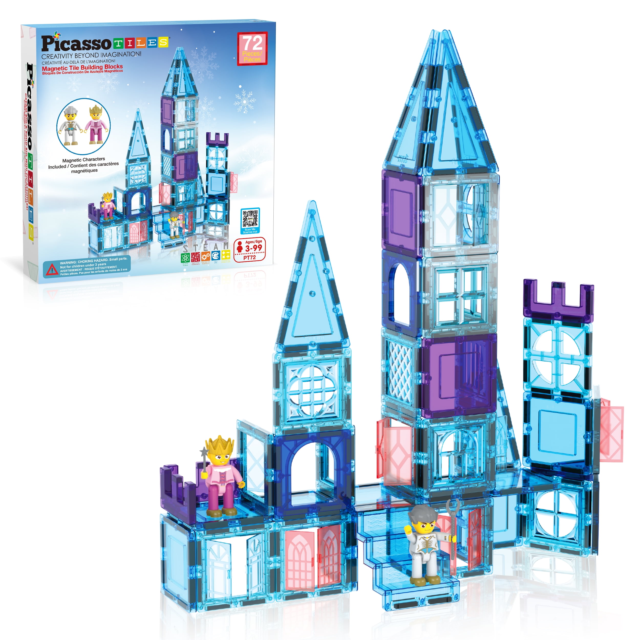 PicassoTiles 72 PC Ice Castle Themed Magnetic Building Blocks Play Set Toy for Kids 3+ - Walmart.com