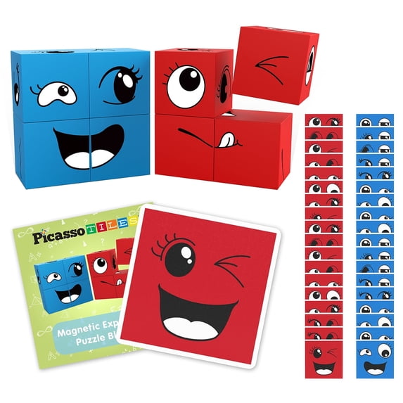 PICASSO TILES, Magnetic Expression Puzzle Cubes, 8 pcs, Mix & Match ...