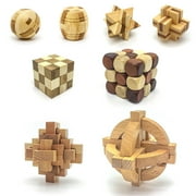 PicassoTiles Wooden Burr Cube Puzzle for Kids   8PCS Brain Teaser Memory Game, STEM Construction Building Blocks Educational Toy