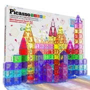 PicassoTiles Mini Magnetic Tiles for Kids   80PCS STEM Construction Building Blocks Travel Toy Set