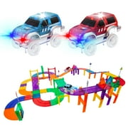 PicassoTiles 81 PC Race Track Theme, Magnetic Tiles, Magnetic Building Toys for Kids 3+