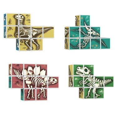 PICASSO-TILES 9 PC Magnetic Blocks Dinosaur Fossil Theme