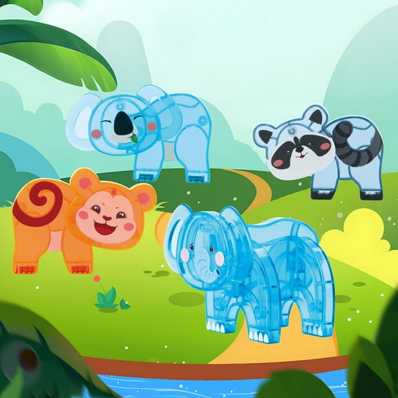 PicassoTiles Magnetic Tile Animal Friends Action Figures, STEM Learning Construction Toy Set, Pretend Play Wildlife Characters for Kids Ages 3+