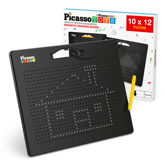 PicassoTiles Magnetic Drawing Board 748 Beads Pad, 12x10 Inch Reusable Erasable STEM Writing Toy, Educational Tablet for Toddlers Kids Age 3+, Brain Development