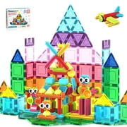 PicassoTiles Magnetic Tiles & Hedgehog 2-in-1 Interlocking Brush Connector Building Blocks, STEM Educational Construction Playset for Kids 3+