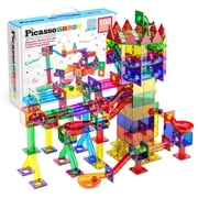 PicassoTiles Marble Run Magnetic Tiles for Kids   100PCS STEM Educational Construction Building Blocks Race Track Creative Learning Toy Set
