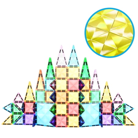 PicassoTiles Mini Magnetic Tiles for Kids – 60PCS STEM Construction Building Blocks Travel Toy Set
