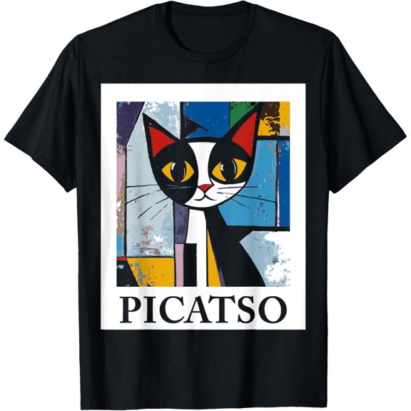 Picatso Cat Vintage Cubism Style Kitten T-Shirt