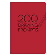 Piccadilly 200 Drawing Prompts, Sketch Journal for 12 Years Old to Adults, 4.8 x 6.9", Red Cover, Paper