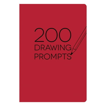 Piccadilly 200 Drawing Prompts, Sketch Journal for 12 Years Old to Adults, 4.8 x 6.9", Red Cover, Paper