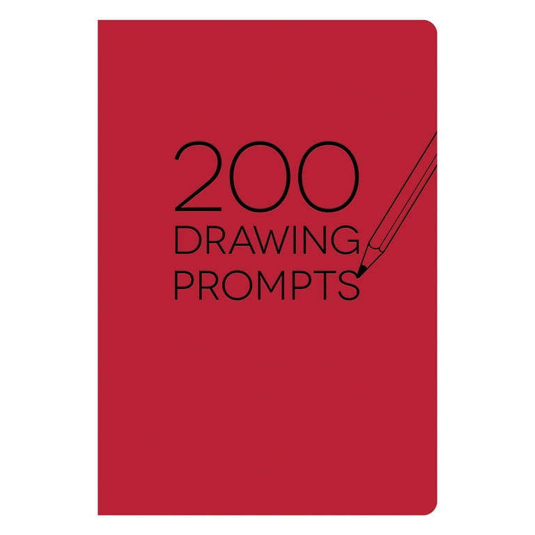 Piccadilly 200 Drawing Prompts Guided Sketchbook 204 Pages, Red