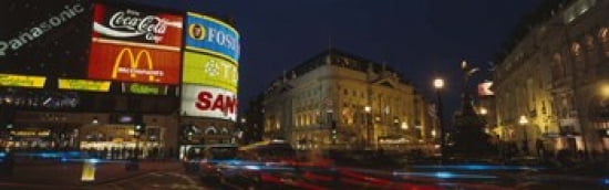 Piccadilly Circus London England United Kingdom Canvas Art - Panoramic Images (36 x 12)