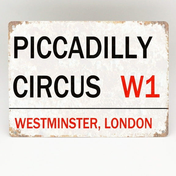 Piccadilly Circus London Street Road Sign Metal Vintage Wall Retro Plaque Gift Metal Plate Plaque Metal Sign (Aluminum) Size: 8 x 12 inch