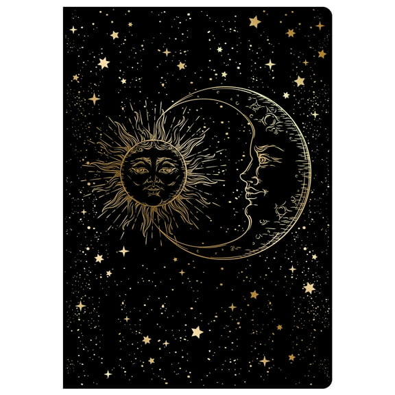 Piccadilly Sun, Moon & Stars Lined Flatline Journal, Flexi Cardstock Cover with Printed Design