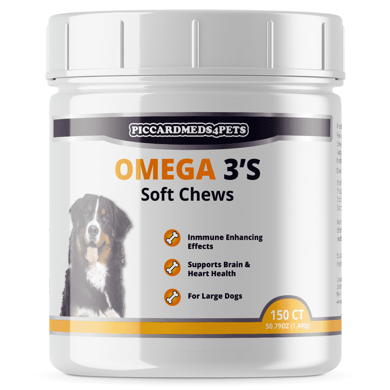 Piccardmeds4pets Skin and Coat Omega 3 for Large Dogs 150 Soft Chews