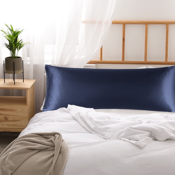 PiccoCasa 1 PC Satin Body Pillowcases Soft with Envelope Navy 20"x48"