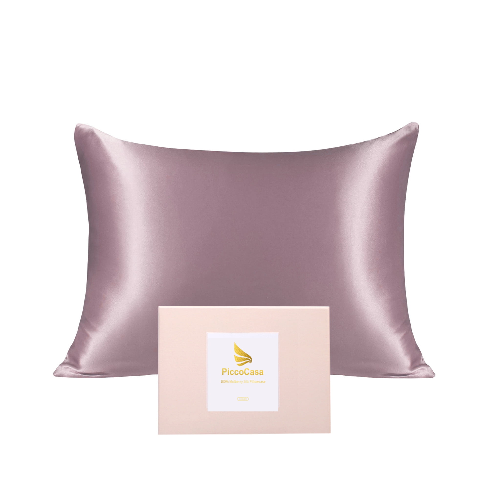 PiccoCasa 1 Pack 19mm Silk Pillowcase for Hair and Skin with Zipper Queen Mauve