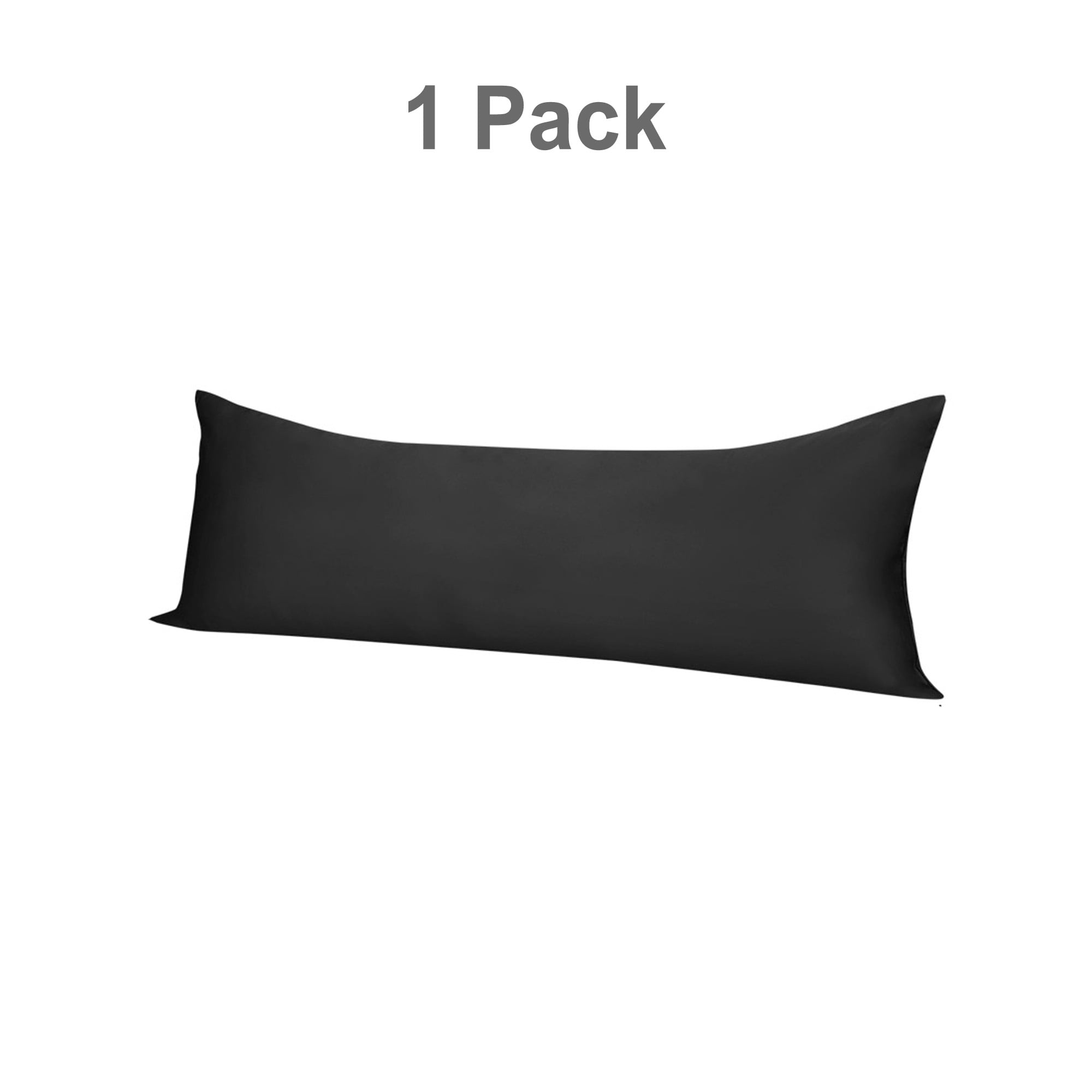 PiccoCasa 1 Pack Silky Satin Body Pillowcase with Zipper Closure, Black