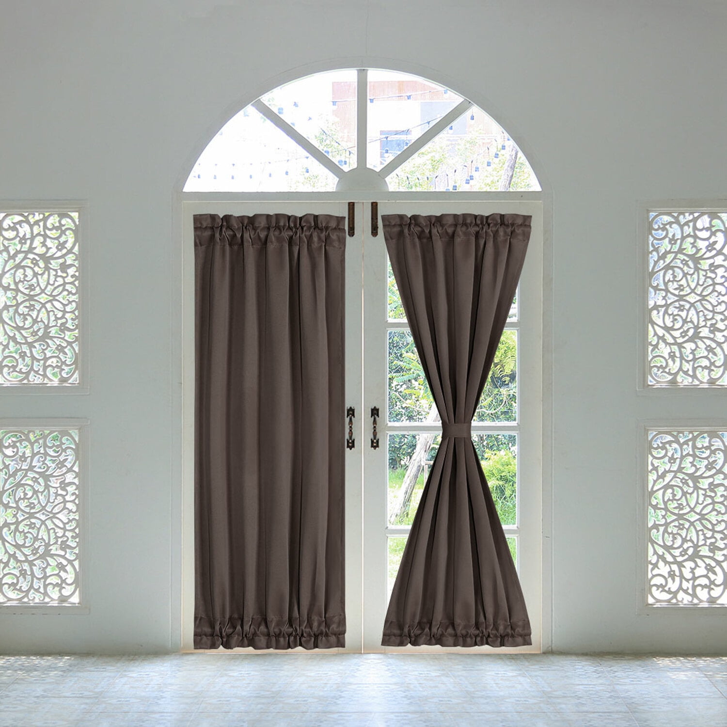 PiccoCasa 1 Panel Door Curtain Blackout Window Curtain for Home, Coffee