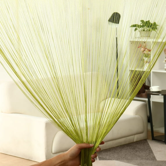 PiccoCasa 1 Panel Door String Curtain Fringe Panel, 39"x79" Lawn Green