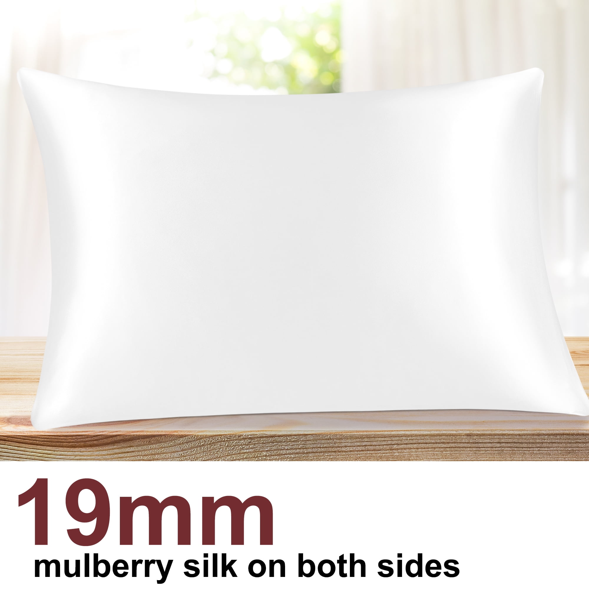 PiccoCasa 1 Pc 19 Momme Silk Pillowcase with Hidden Zipper King Snow White
