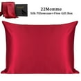 thumbnail image 1 of PiccoCasa 1 Pc 22 Momme Pure Silk Pillowcase, Envelope Course, Queen Red, 1 of 8